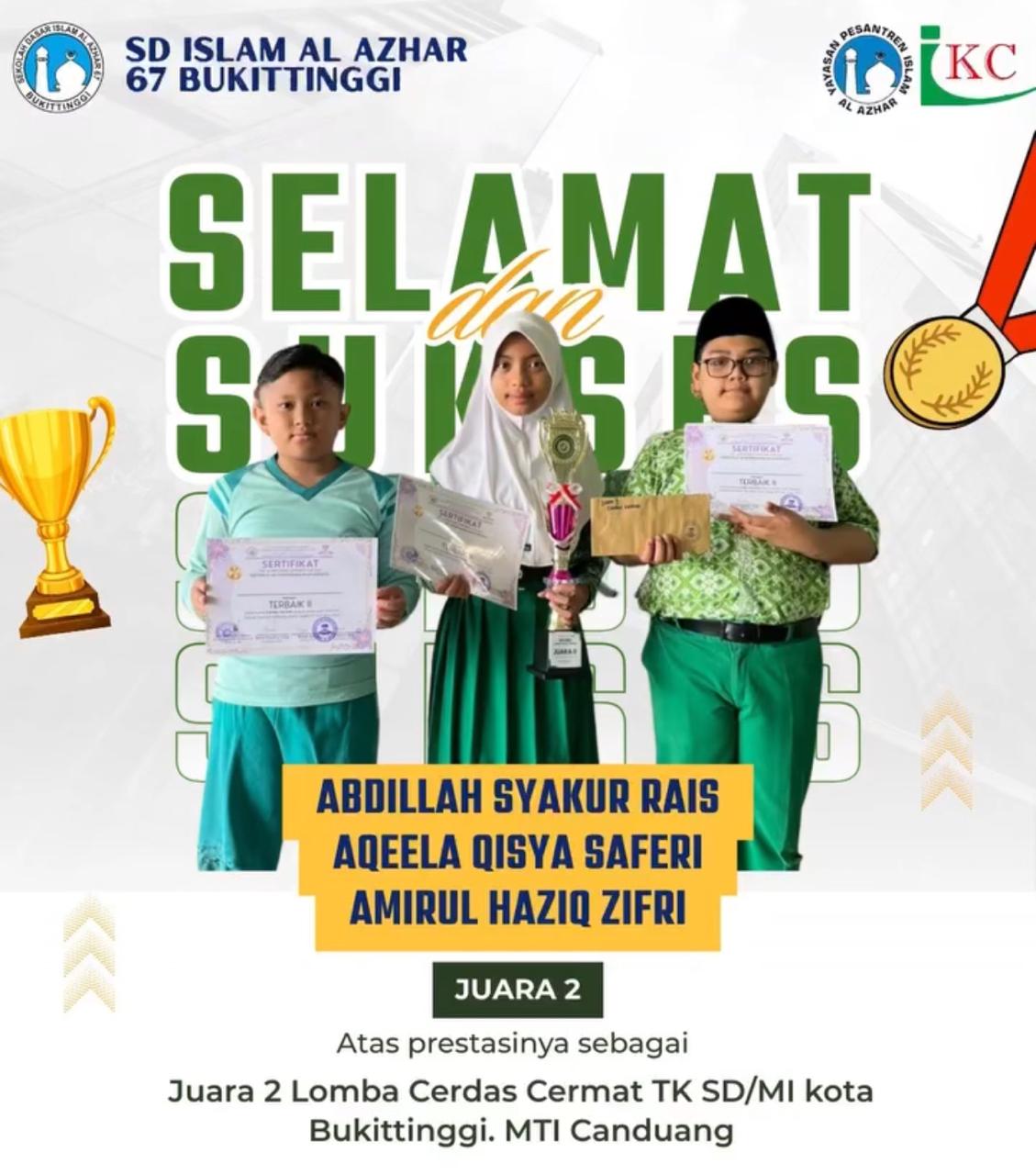 Juara 2 Lomba Cerdas Cermat TK SD/MI Kota Bukittinggi di MTI Canduang