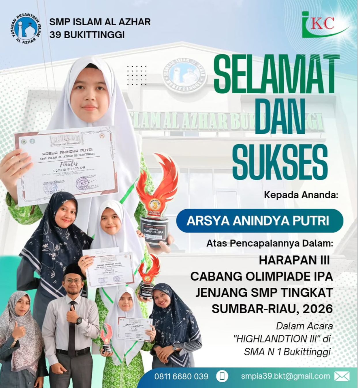 Harapan III Olimpiade IPA Jenjang SMP Tingkat Sumbar-Riau 2026 di SMAN 1 Bukittinggi